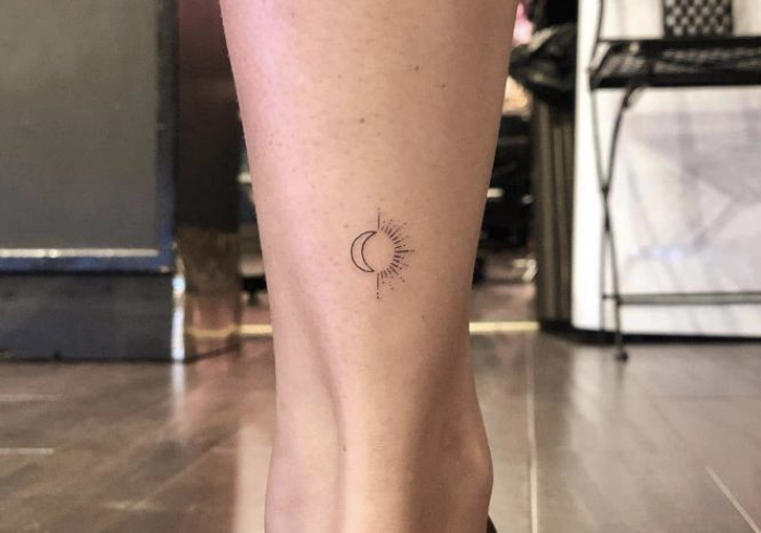 Son- en maan-tattoos: ontwerpe wat pragtig op jou vel sal lyk